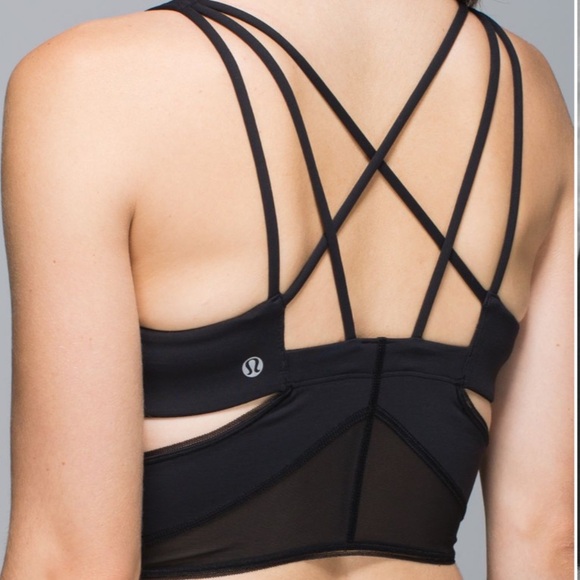 lululemon athletica Other - Lululemon Exquisite Bra Black Strappy Back Mesh Cutout Sports Bra